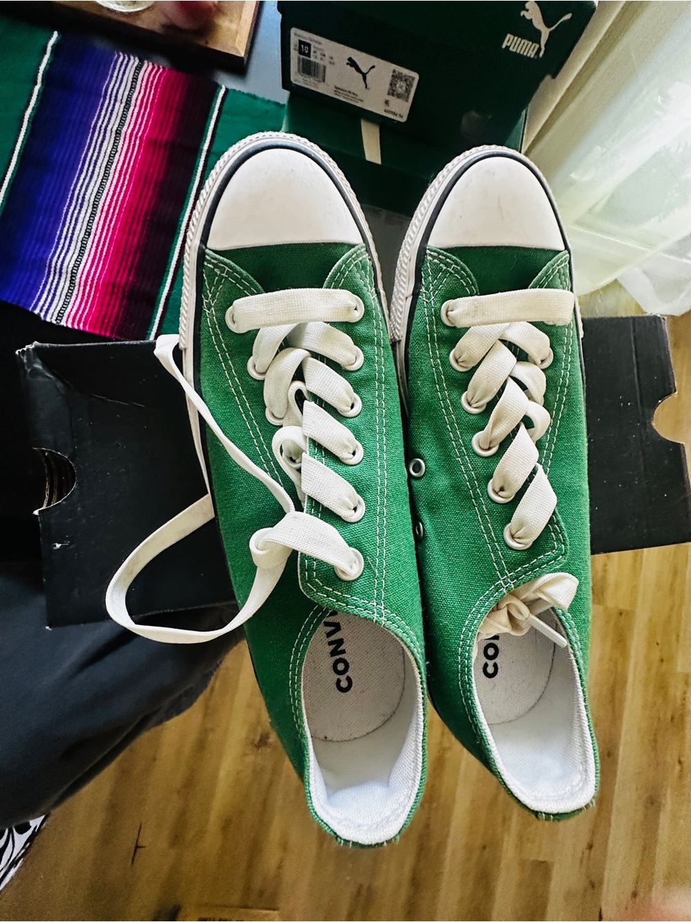 Converse Women’s Green Low-Top Canvas Sneakers with White Accents